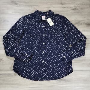 Levi's Classic Shirt Women's Small Navy Polka Dot Long Sleeve New